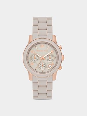 Michael Kors Runway Rose Plated Stainless Steel Chronograph Silicone Watch