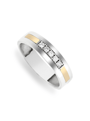 Yellow Gold & Sterling Silver  5 Cubic Zirconia stone Ring