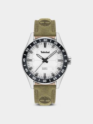 Timberland Men's Calverton Stainless Steel Khaki Leather Watch