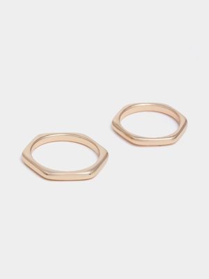 Angular Gold Plated Rings Pack