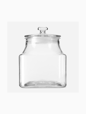 square glass canister with lid 2.4l