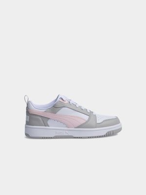 Womens Puma Rebound V6 Lo White/Pink Sneaker