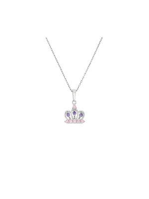 Miss Swiss Sterling Silver Pink & Purple Cubic Zirconia Princess Petite Pendant Necklace