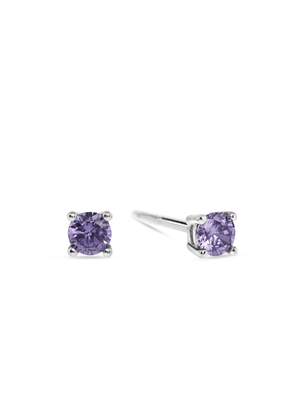 Miss Swiss Sterling Silver Lilac Cubic Zirconia Round Stud Earrings