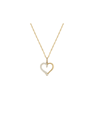 Yellow Gold & Cubic Zirconia Heart Pendant on a bonded Chain