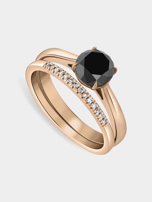 Rose Gold 1.70ct Black & White Diamond Twinset Ring