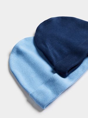 Jet Unisex 2 Pack Blue Baby Core Beanie Hats