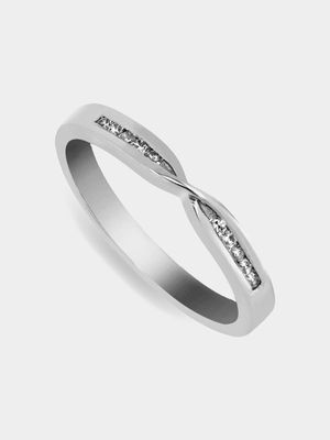 White Gold & 0.10ct Diamond Infinity Channel-Set Eternity Ring