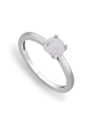 Sterling Silver Diamond & Created Opal Birthstone Ring