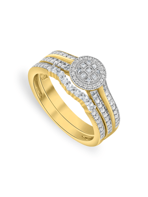 Yellow Gold Diamond & Created White Sapphire Round Magic Women’s Twinset Ring