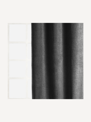 curtain charcoal chenille eyelet 265x250cm