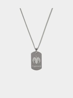 Stainless Steel Capricorn Dogtag Pendant on Chain