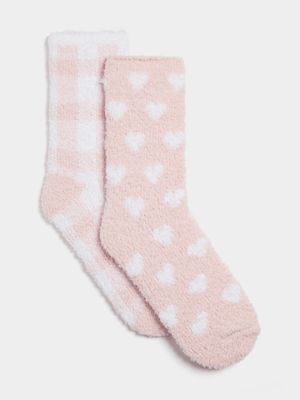 Women's Pink & White 2-Pack Sleep Socks