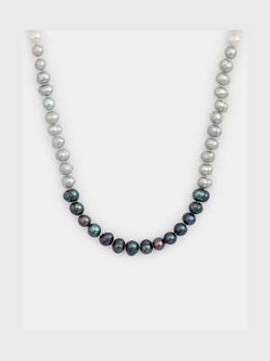 Sterling Silver Freshwater Pearl Ombre Necklace