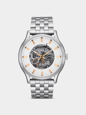 Nixon Men's Spectra Silver Plated & White Stainless Steel Bracelet Watch