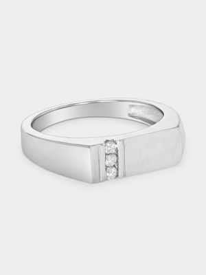 Sterling Silver Cubic Zirconia Channel Trilogy Ring