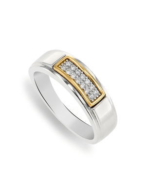 Yellow Gold & Sterling Silver,  Framed Cubic Zirconia  Ring