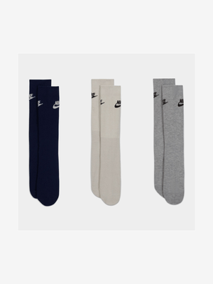 Nike Unisex 3-Pack NSW Everyday Essentials Multicolour Crew Socks