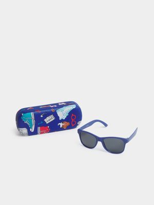 Boy's Navy Sunglasses & Case Set