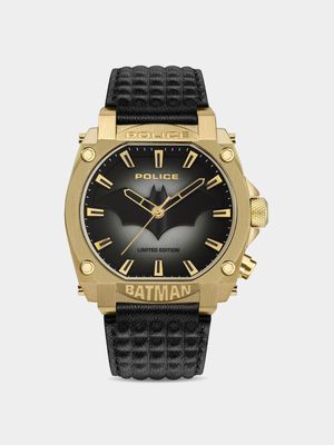 Police Forever Batman Gold Plated Black Leather Limited Edition Watch