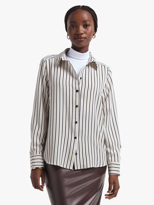 Jet Women's Black & Stone Striped Shirt