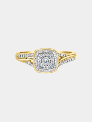 Gold 0.053ct Diamond Cushion Horizon Ring