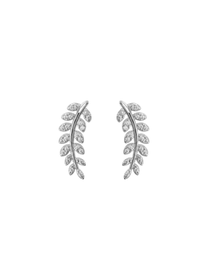 Sterling Silver & Cubic Zirconia Fern Stud Earrings