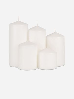 Set of 5 Pillar Candles Varied Sizes