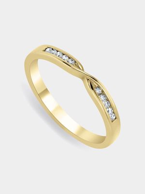 9ct Yellow Gold & 0.10ct Diamond Infinity Channel Eternity Ring
