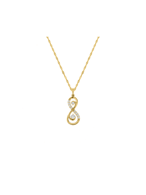 Yellow Gold & Cubic Zirconia Infinity Pendant on a Chain