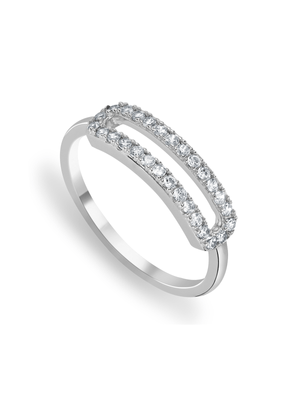 Sterling Silver & Cubic Zirconia Paperclip Link Ring