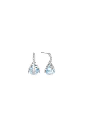 Sterling Silver Aquamarine Cubic Zirconia Iconic Women’s Drop Earrings