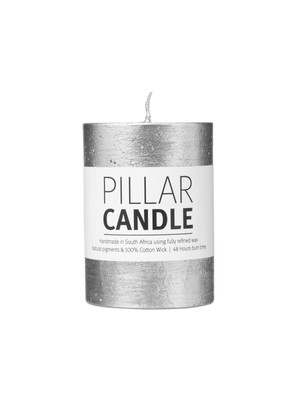 pillar candle rustic silver 7.3x10cm