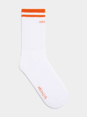 Archive Unisex Regular White/Orange Socks
