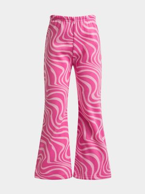 Jet Younger Girls Pink Swirl Flare Active Pants