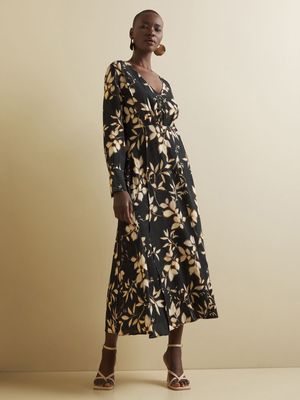 Women's Iconography V-neck Fit & Flare Midi Dress