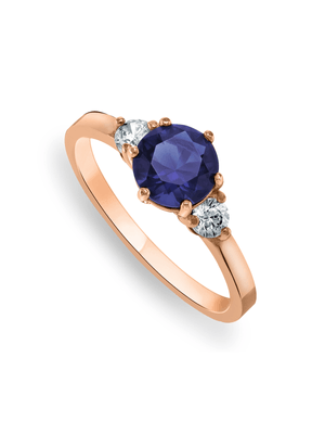 Rose Gold, Blue & Clear Cubic Zirconia  Trilogy  Ring
