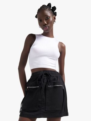Women's Black Mini Skirt With Pocket Detail