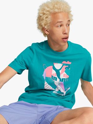 Puma Men's Fandom Graphic Aqua T-shirt