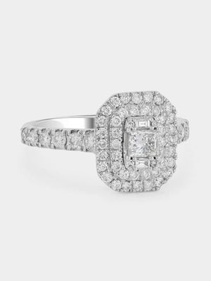 White Gold 1.25ct Diamond Cushion Cluster Double Halo Ring