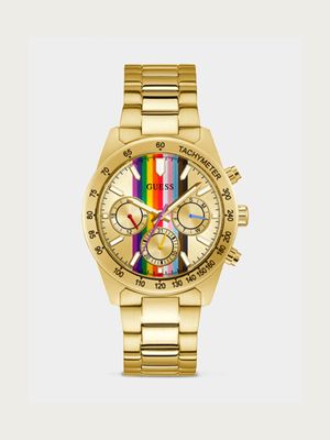 Guess Men's Altitude Gold Plated Stainless Steel Chronograph Bracelet Watch