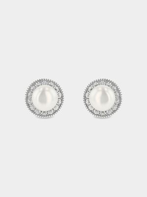 Sterling Silver Vintage-Inspired Pearl Stud Earrings