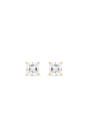 Yellow Gold, Cubic Zirconia Square-Shaped Stud Earrings