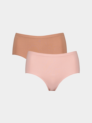 Women's Nude & Pink 2-Pack Seamless Brazilian Underwear