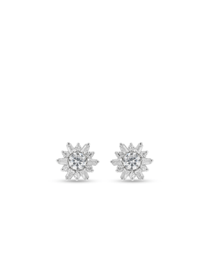 Sterling Silver & Cubic Zirconia Flower Blossom Stud Earrings