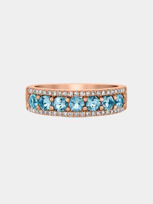 Rose Gold Diamond & Sky Blue Topaz Women’s Radiance Ring