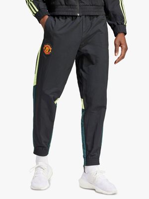Mens adidas Manchester United Woven Black/Green Track Pants