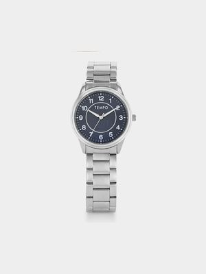 Tempo Men’s Silver Plated Blue Dial Bracelet Watch