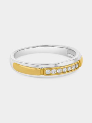 Sterling Silver Gold Plated Cubic Zirconia Channel Ring