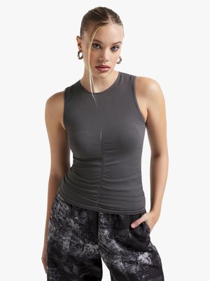 Women's Grey Ruched Seamless Vest
